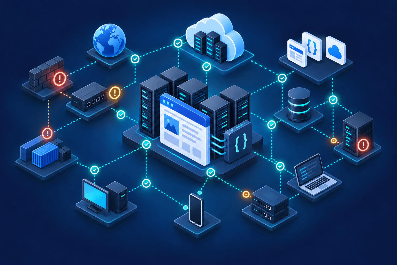 Connected attack surface map showing web applications, APIs, cloud services, servers, endpoints, and validated risks