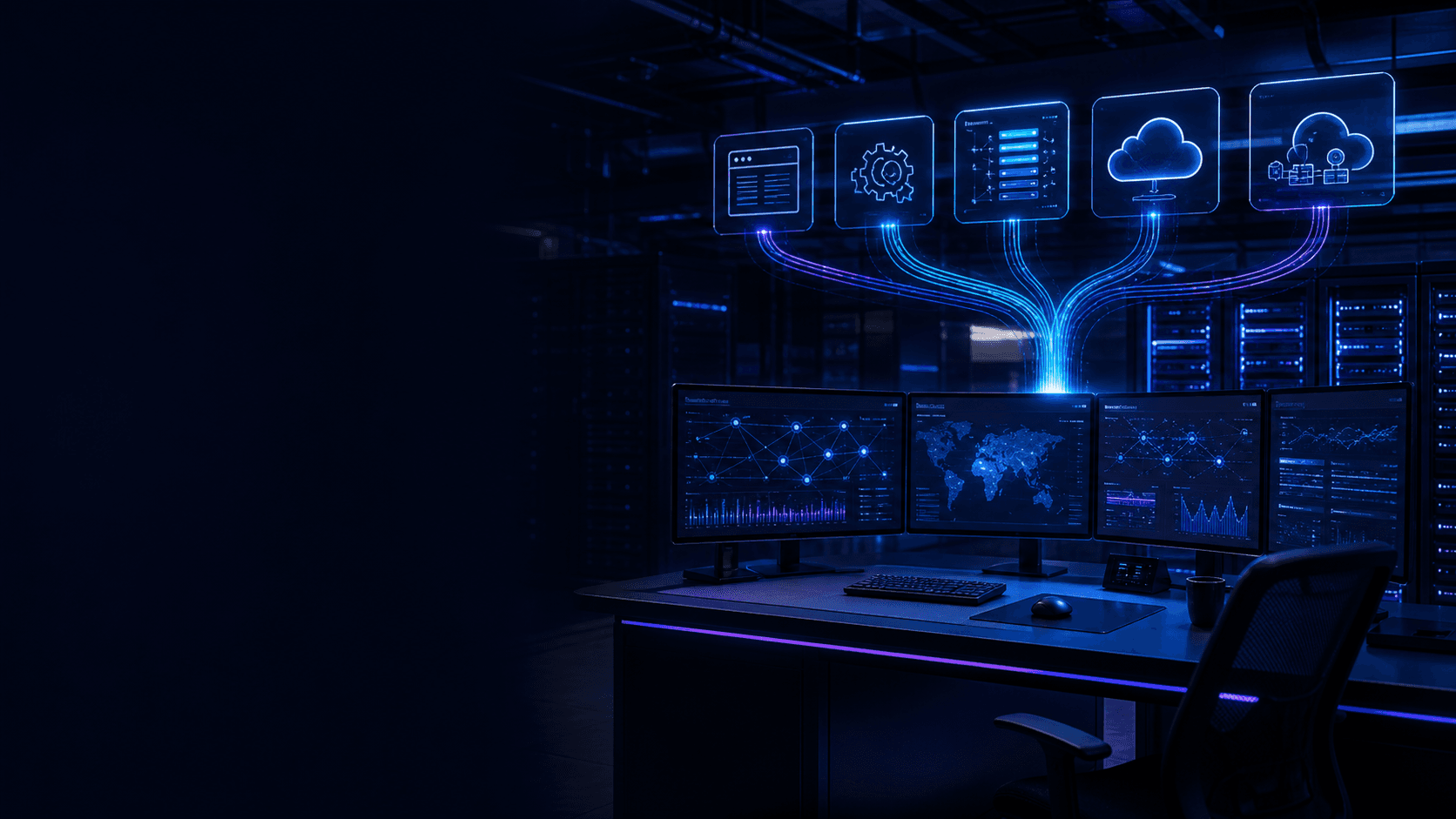 Unified security operations workspace monitoring applications, cloud services, and infrastructure